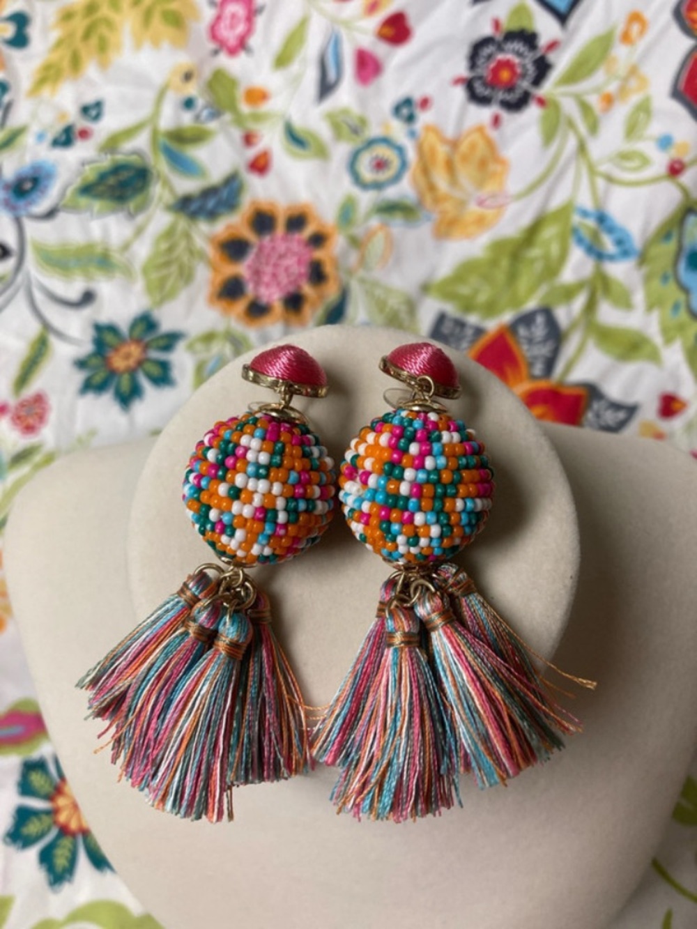 Multicolor Boho Beaded Tassel Earrings